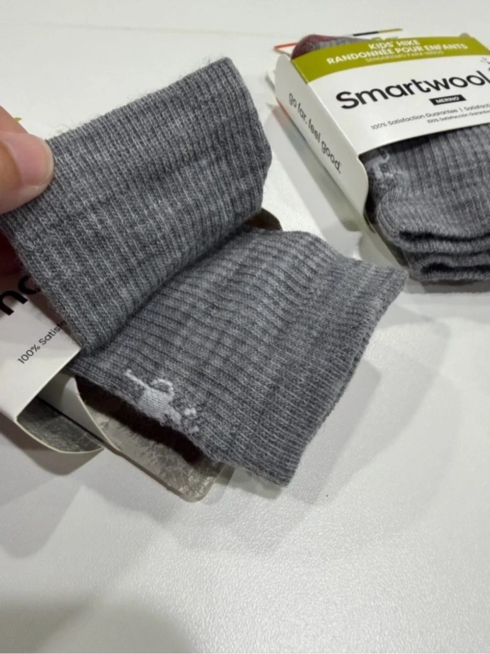 SmartWool Kids Large Light Cushion Hiking Socks 3-Pack Crew Grey Red NWT